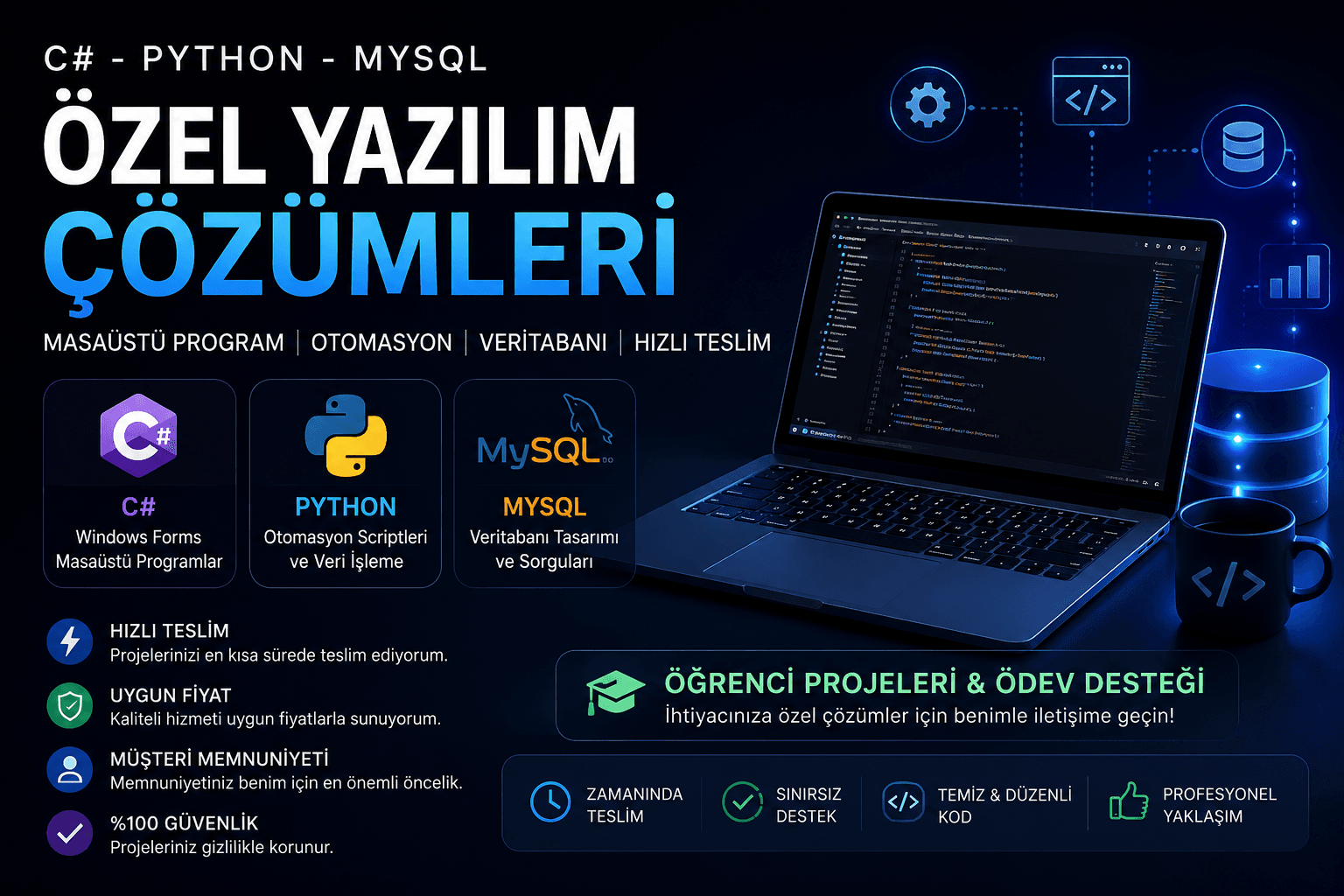 C# ve Python ile Özel Programlar Yapılır | Hızlı Teslim ve Uygun Fiyat
